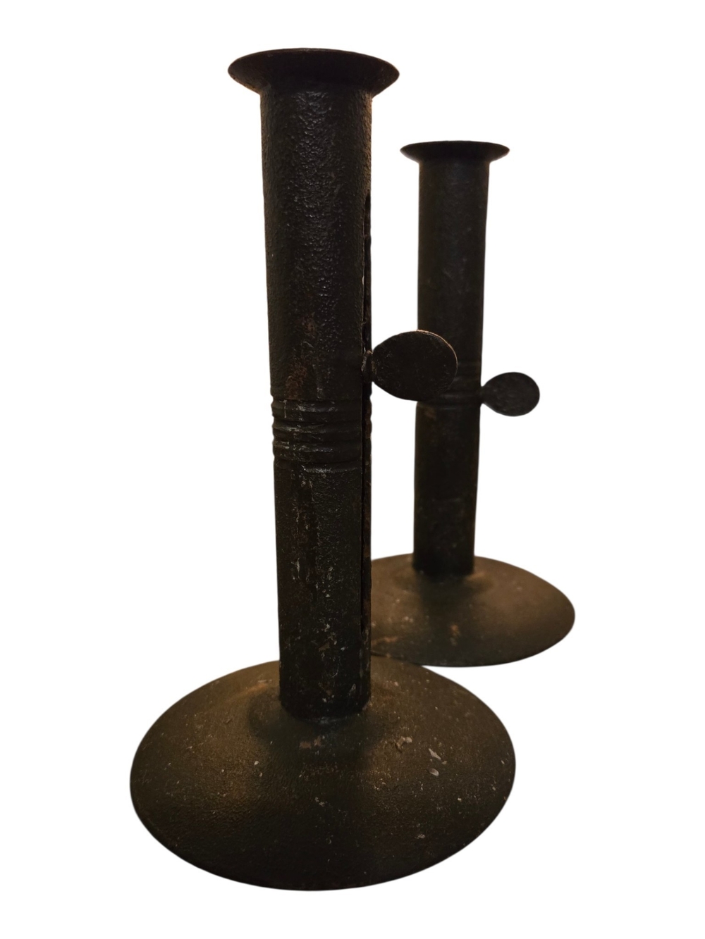 Hogscaper Candlesticks Hand-Forged Black Iron Candle Holders - Pair (2) Folk Art